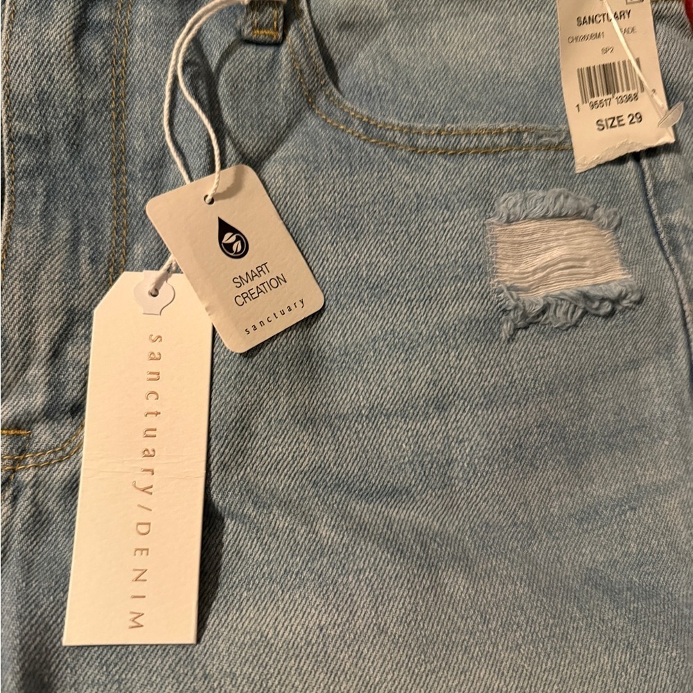 Sanctuary Blue Jean Shorts Distressed Relaxed Fit - Picture 3 of 5